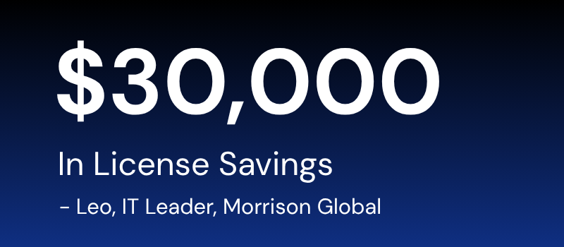 $30,000 in licence savings: Leo, IT Leader, Morrison Global.