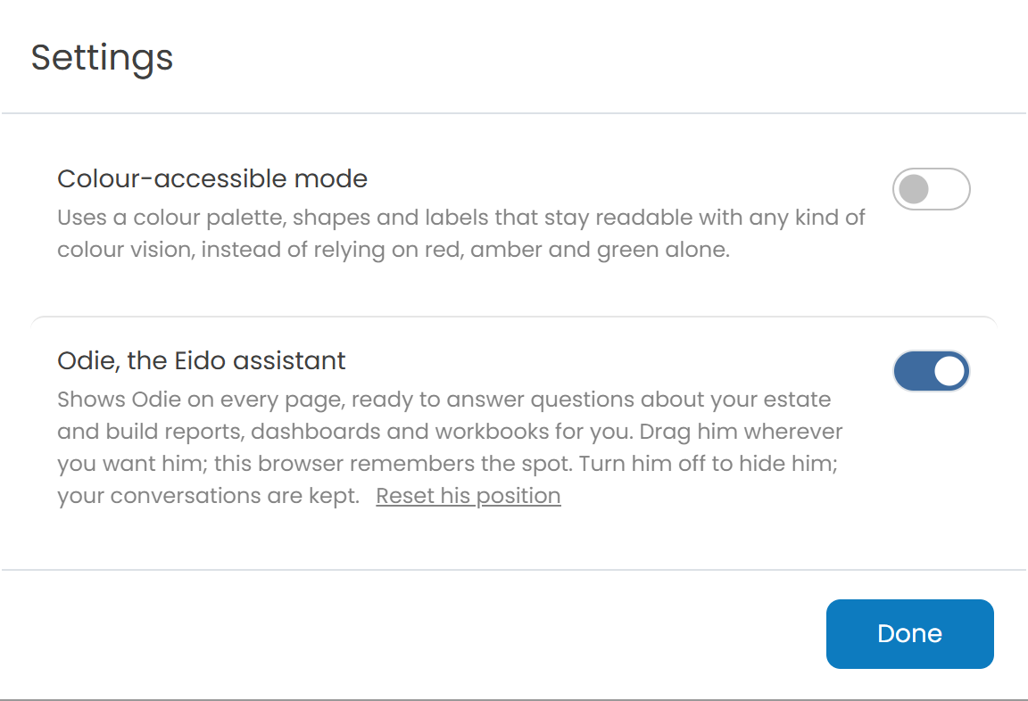 The Settings box, with both switches.